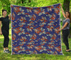 Orange Japanese Dragon Pattern Print Quilt