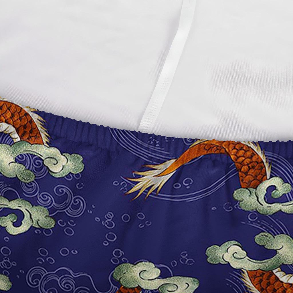 Orange Japanese Dragon Pattern Print Sofa Cover