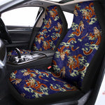 Orange Japanese Dragon Pattern Print Universal Fit Car Seat Covers