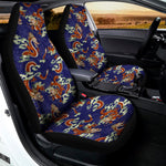 Orange Japanese Dragon Pattern Print Universal Fit Car Seat Covers