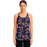 Orange Japanese Dragon Pattern Print Women's Racerback Tank Top