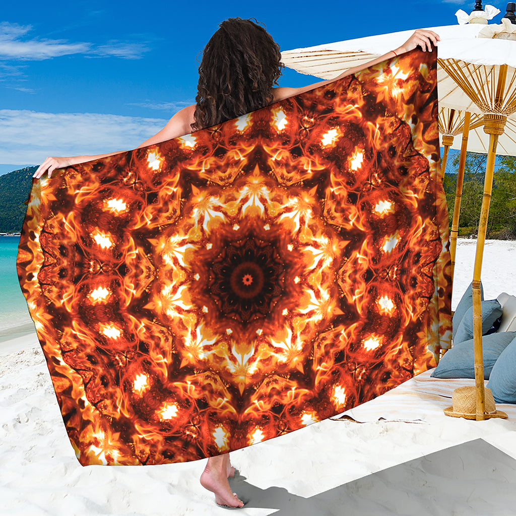Orange Kaleidoscope Print Beach Sarong Wrap