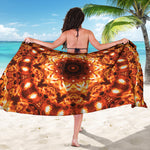 Orange Kaleidoscope Print Beach Sarong Wrap