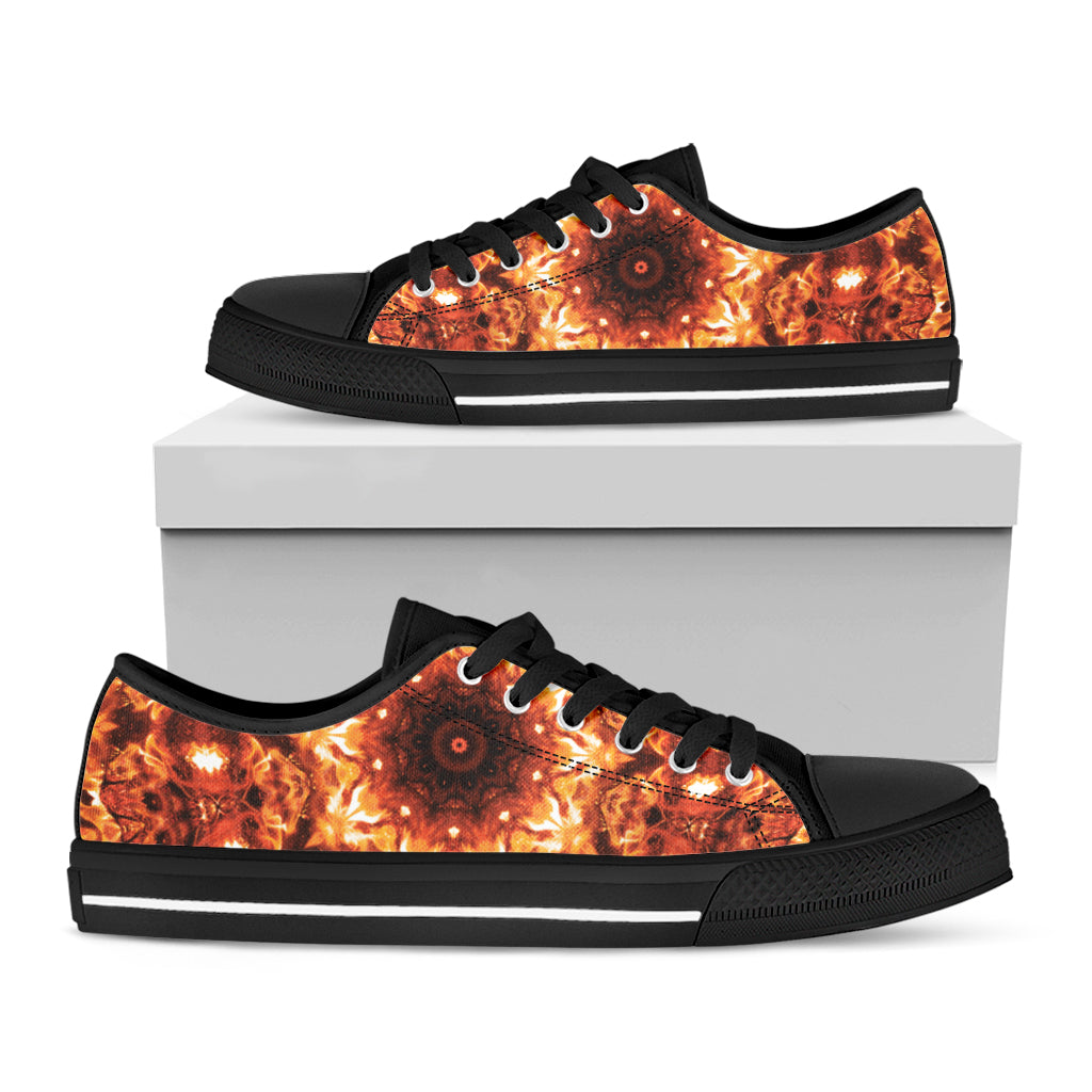 Orange Kaleidoscope Print Black Low Top Shoes