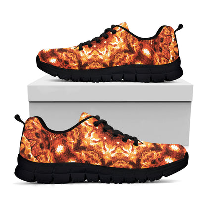 Orange Kaleidoscope Print Black Sneakers