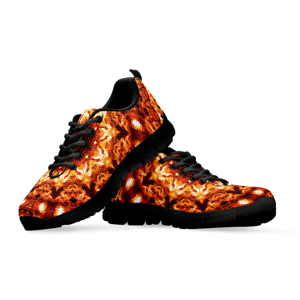 Orange Kaleidoscope Print Black Sneakers