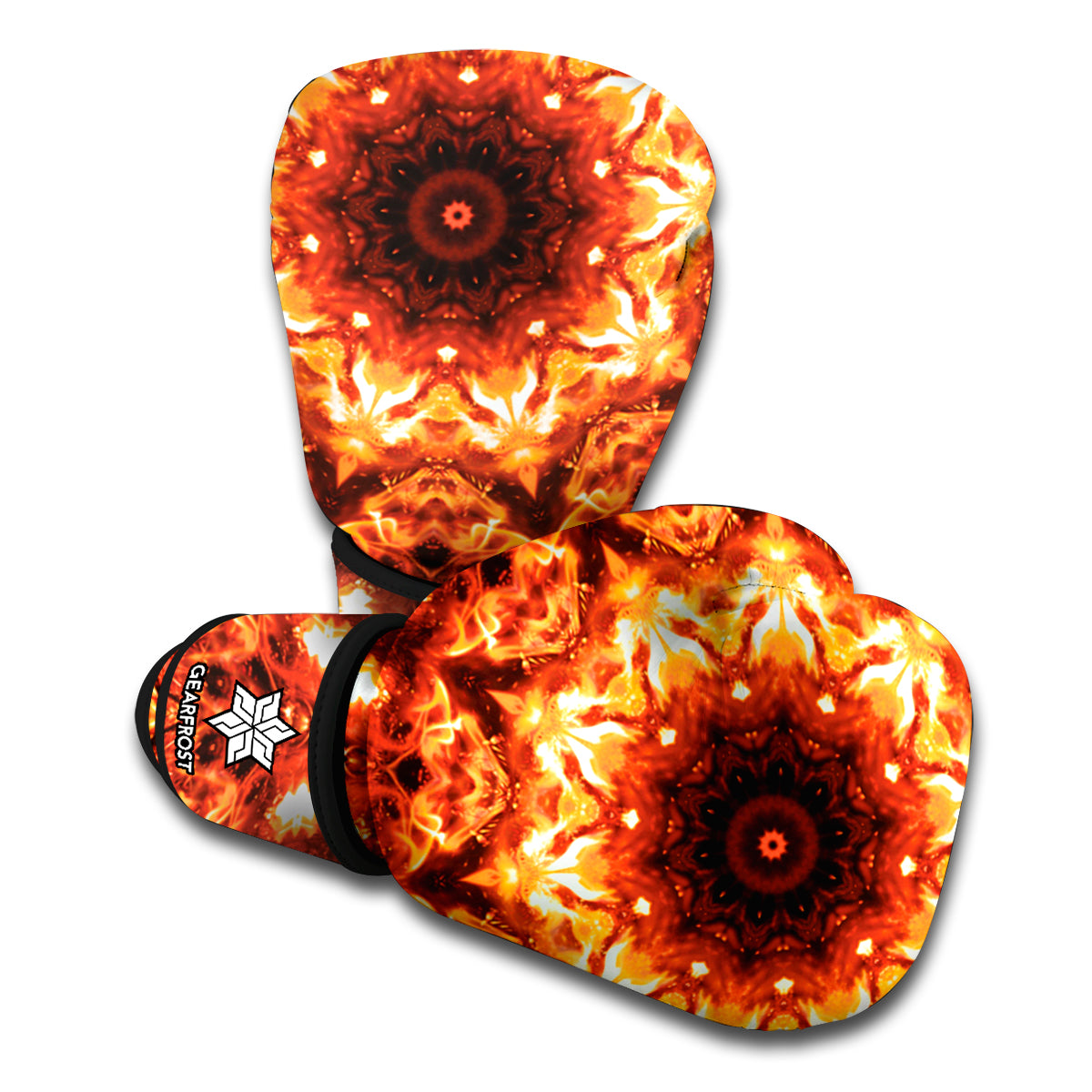 Orange Kaleidoscope Print Boxing Gloves