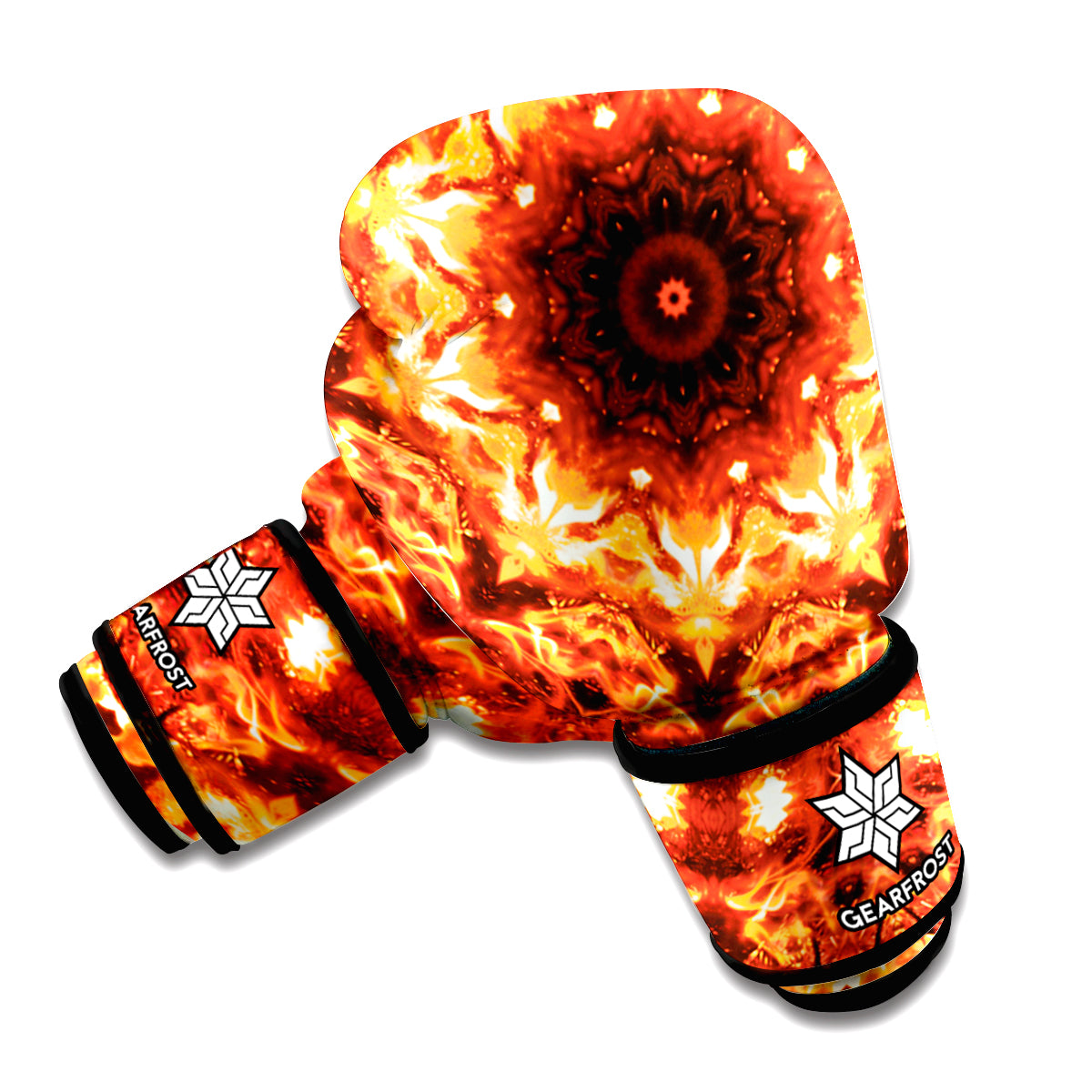 Orange Kaleidoscope Print Boxing Gloves