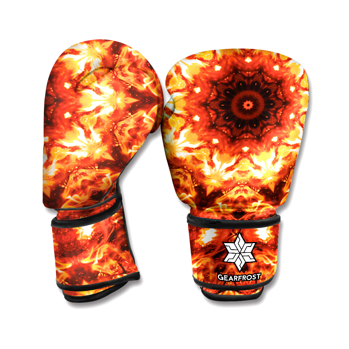 Orange Kaleidoscope Print Boxing Gloves