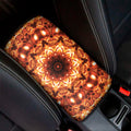 Orange Kaleidoscope Print Car Center Console Cover
