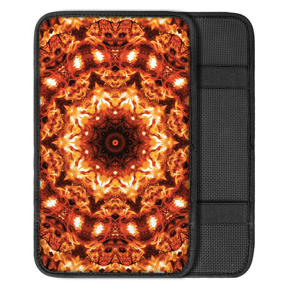Orange Kaleidoscope Print Car Center Console Cover