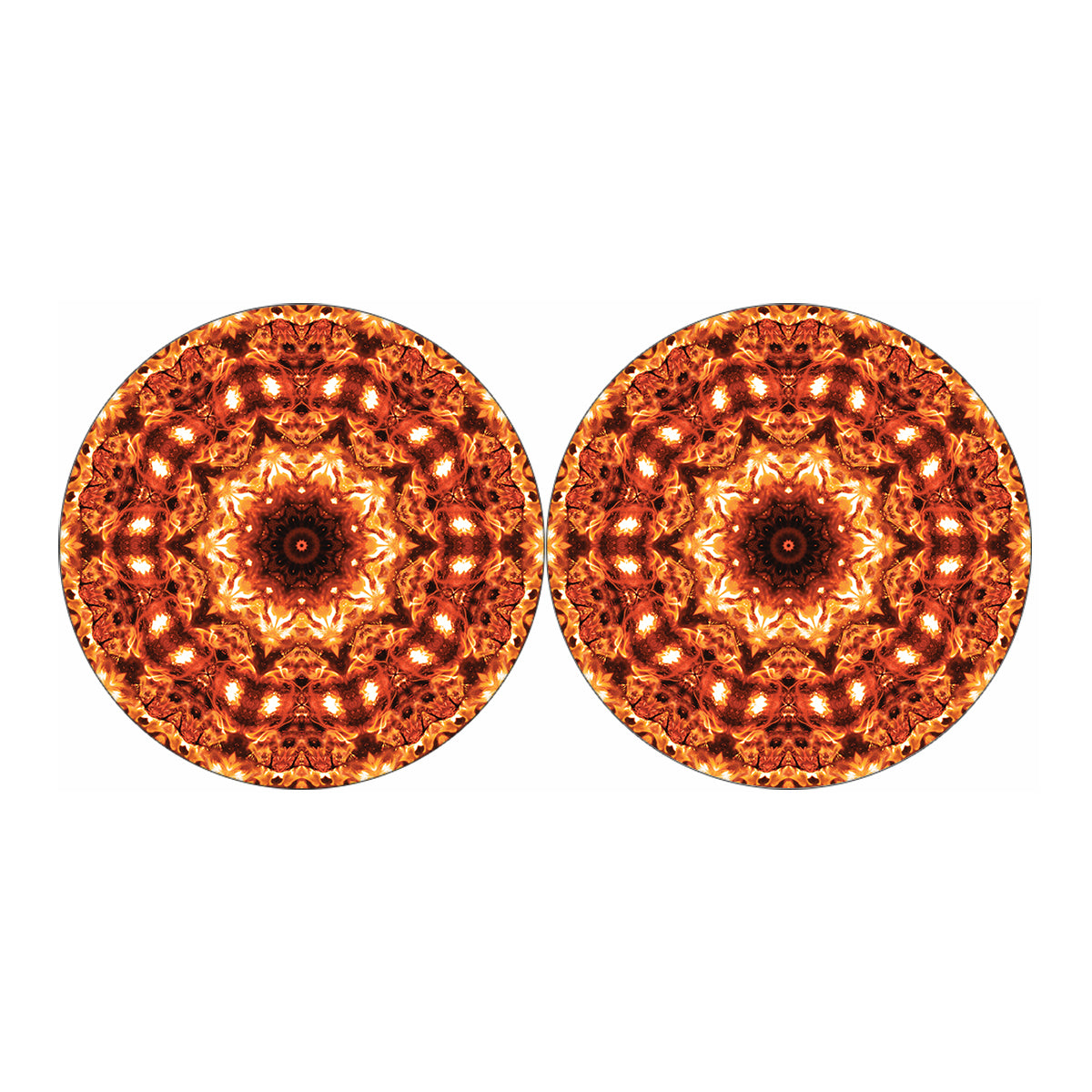 Orange Kaleidoscope Print Car Coasters