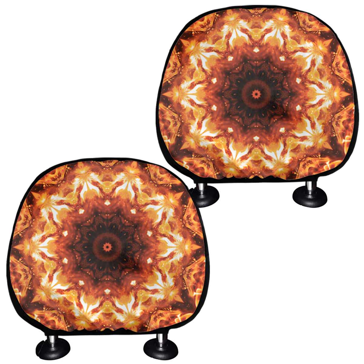 Orange Kaleidoscope Print Car Headrest Covers