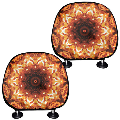 Orange Kaleidoscope Print Car Headrest Covers