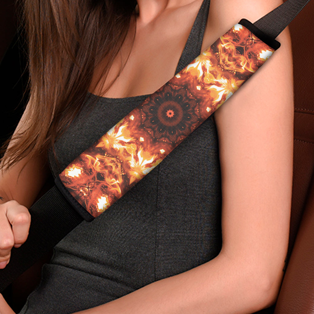Orange Kaleidoscope Print Car Seat Belt Covers