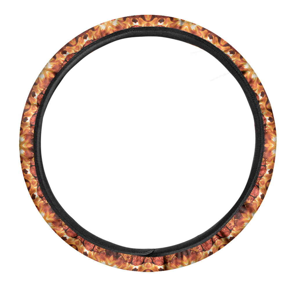 Orange Kaleidoscope Print Car Steering Wheel Cover