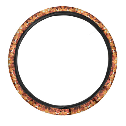 Orange Kaleidoscope Print Car Steering Wheel Cover