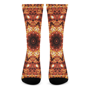 Orange Kaleidoscope Print Crew Socks