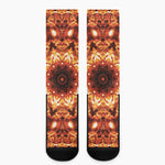 Orange Kaleidoscope Print Crew Socks