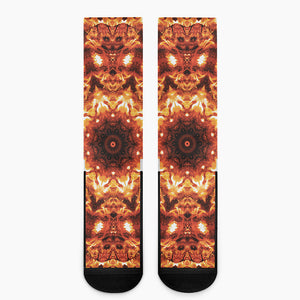 Orange Kaleidoscope Print Crew Socks