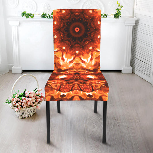 Orange Kaleidoscope Print Dining Chair Slipcover