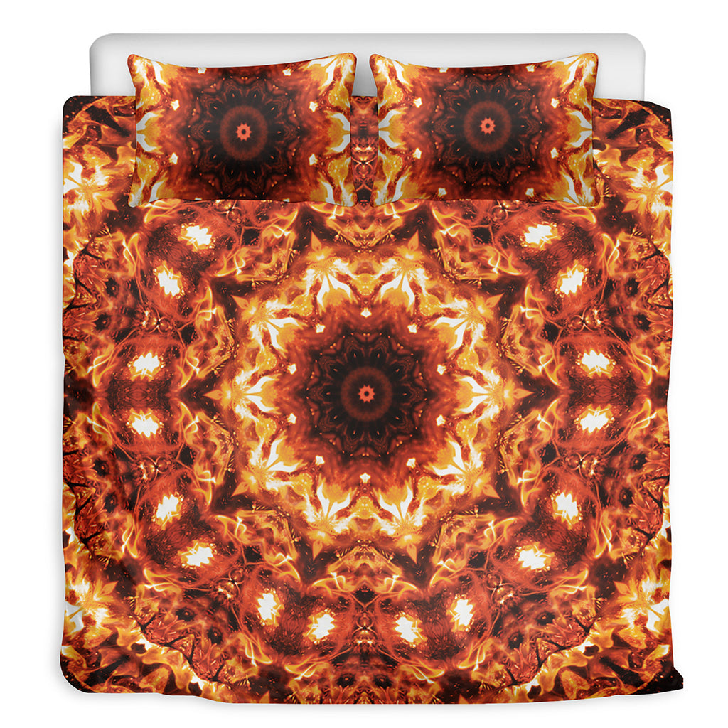 Orange Kaleidoscope Print Duvet Cover Bedding Set