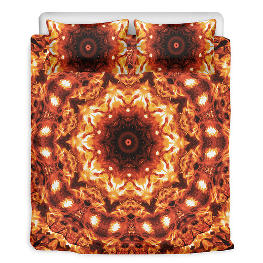 Orange Kaleidoscope Print Duvet Cover Bedding Set