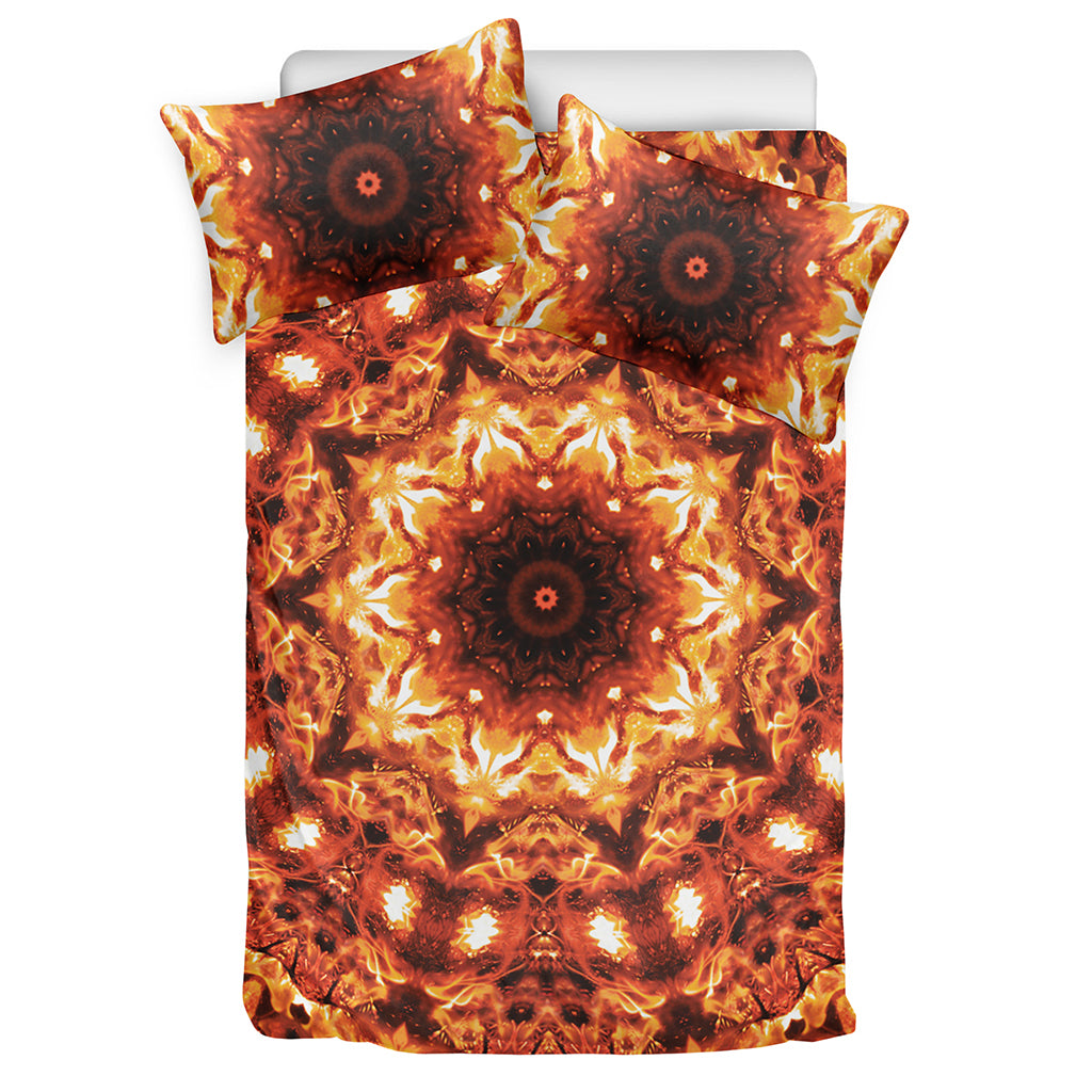 Orange Kaleidoscope Print Duvet Cover Bedding Set