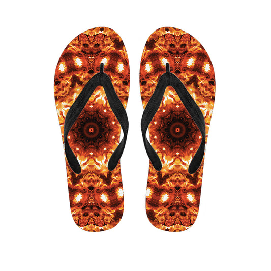 Orange Kaleidoscope Print Flip Flops