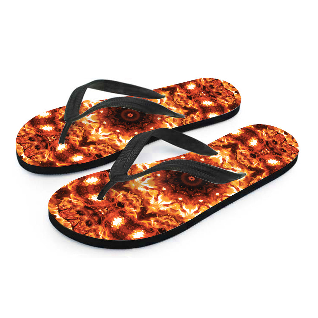 Orange Kaleidoscope Print Flip Flops