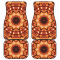 Orange Kaleidoscope Print Front and Back Car Floor Mats