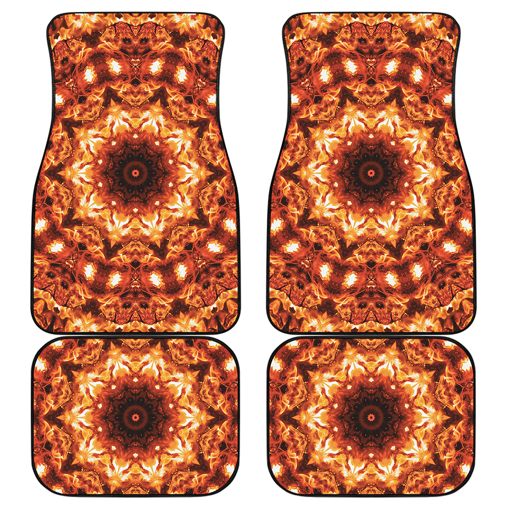 Orange Kaleidoscope Print Front and Back Car Floor Mats