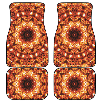 Orange Kaleidoscope Print Front and Back Car Floor Mats