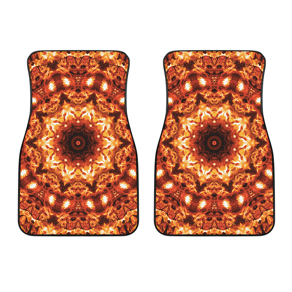 Orange Kaleidoscope Print Front Car Floor Mats
