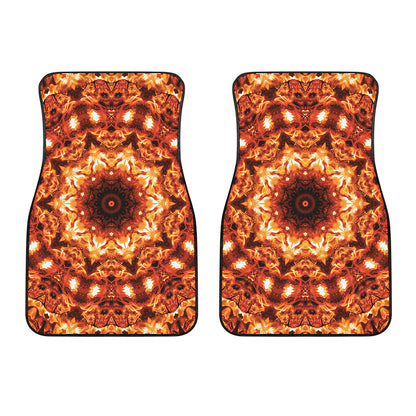Orange Kaleidoscope Print Front Car Floor Mats