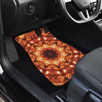 Orange Kaleidoscope Print Front Car Floor Mats