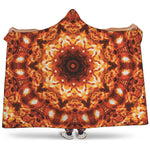 Orange Kaleidoscope Print Hooded Blanket