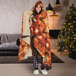 Orange Kaleidoscope Print Hooded Blanket