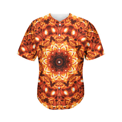 Orange Kaleidoscope Print Men's Baseball Jersey