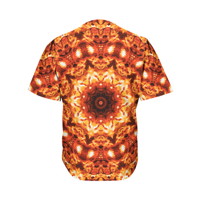 Orange Kaleidoscope Print Men's Baseball Jersey
