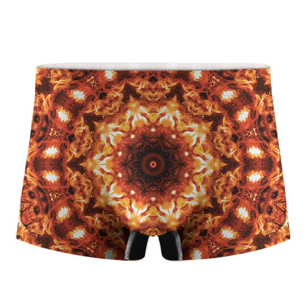 Orange Kaleidoscope Print Men's Boxer Briefs