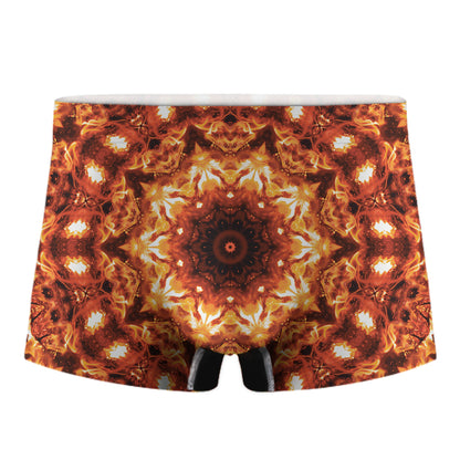 Orange Kaleidoscope Print Men's Boxer Briefs