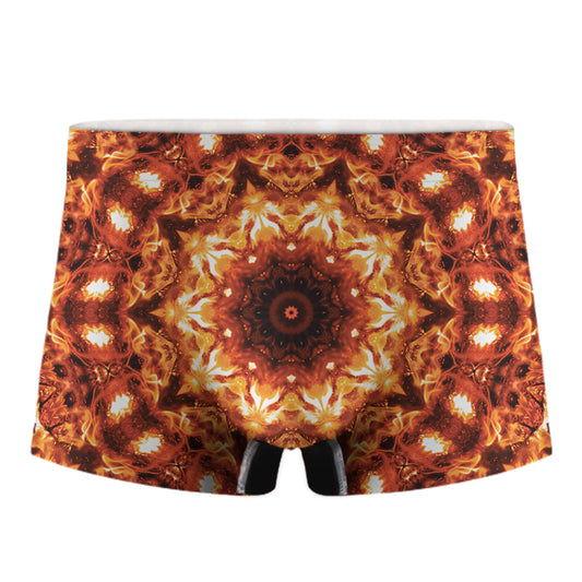 Orange Kaleidoscope Print Men's Boxer Briefs