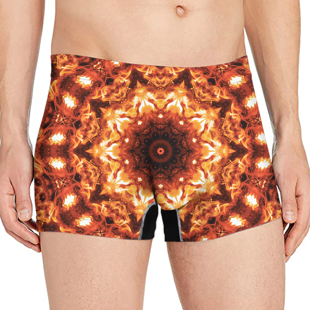 Orange Kaleidoscope Print Men's Boxer Briefs