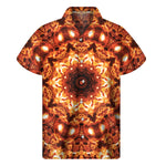 Orange Kaleidoscope Print Men's Short Sleeve Shirt