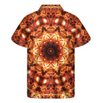 Orange Kaleidoscope Print Men's Short Sleeve Shirt