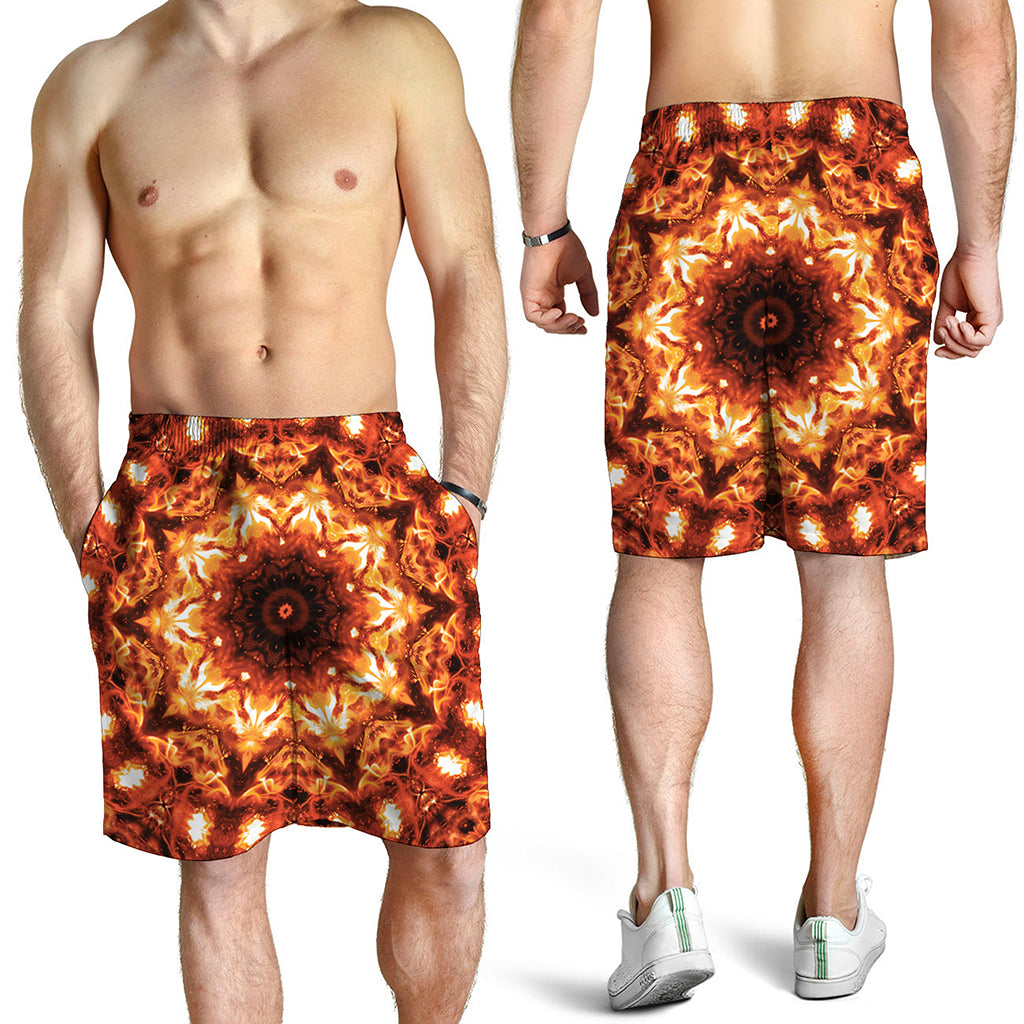 Orange Kaleidoscope Print Men's Shorts