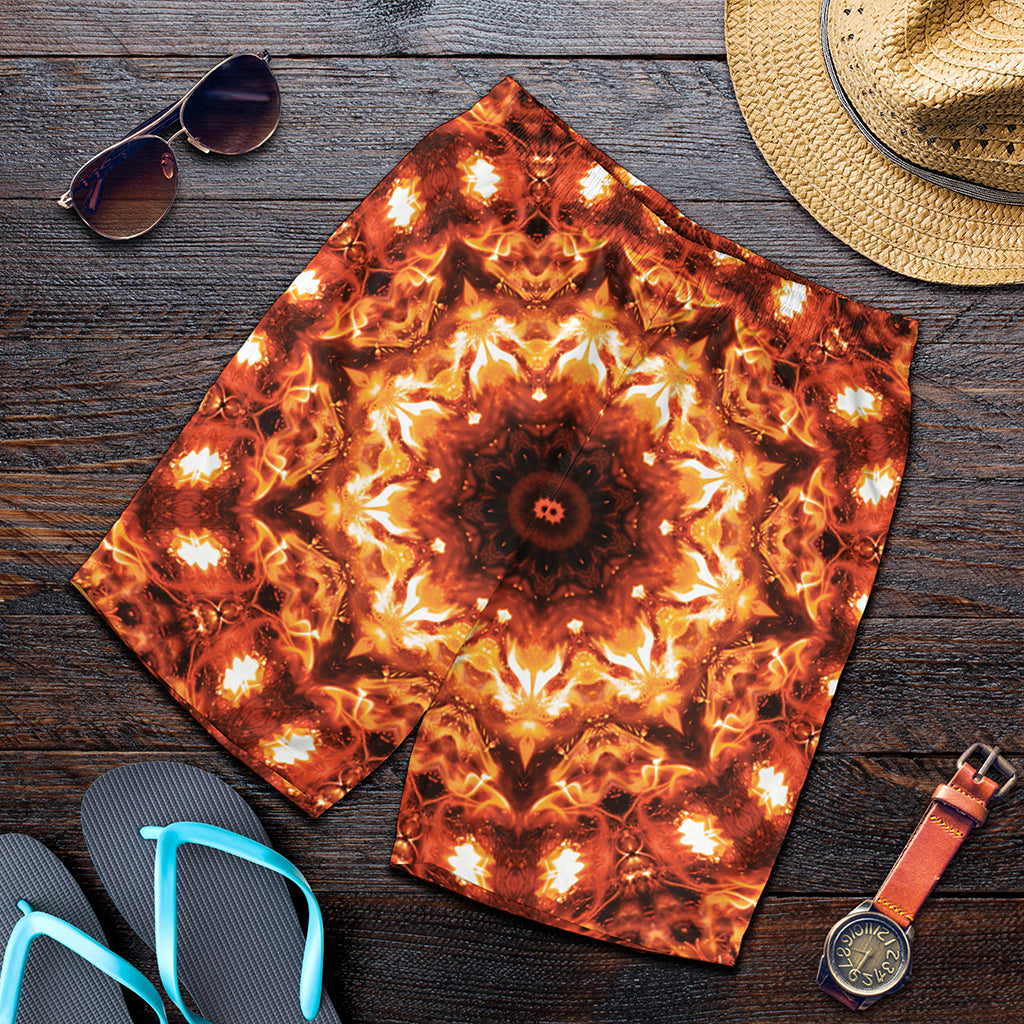 Orange Kaleidoscope Print Men's Shorts