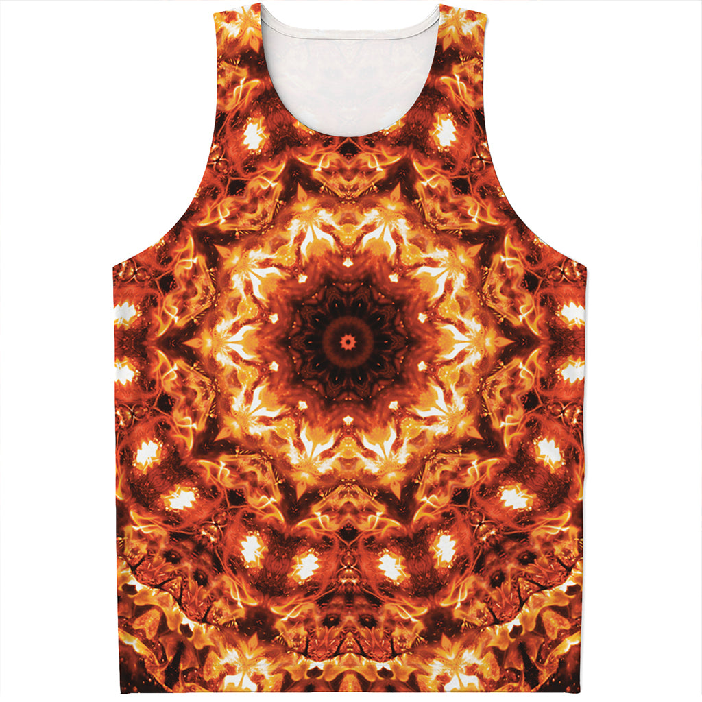 Orange Kaleidoscope Print Men's Tank Top