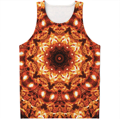 Orange Kaleidoscope Print Men's Tank Top